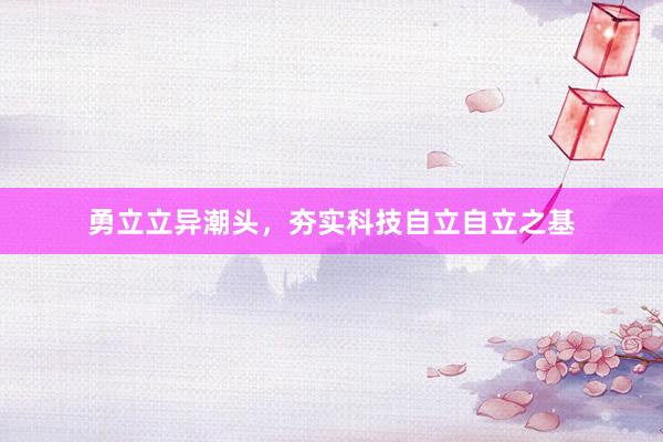 勇立立异潮头，夯实科技自立自立之基