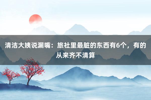 清洁大姨说漏嘴：旅社里最脏的东西有6个，有的从来齐不清算