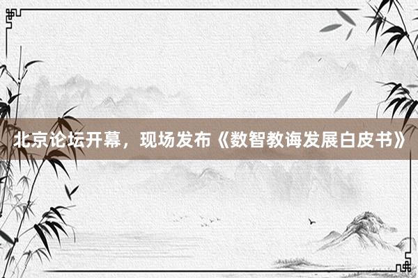 北京论坛开幕，现场发布《数智教诲发展白皮书》